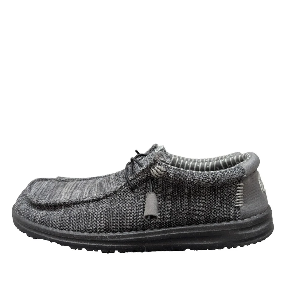 Hey Dude Wally Stretch Sox Mens 13 Knit Lightweight Comfort Loafer Slip On Gray